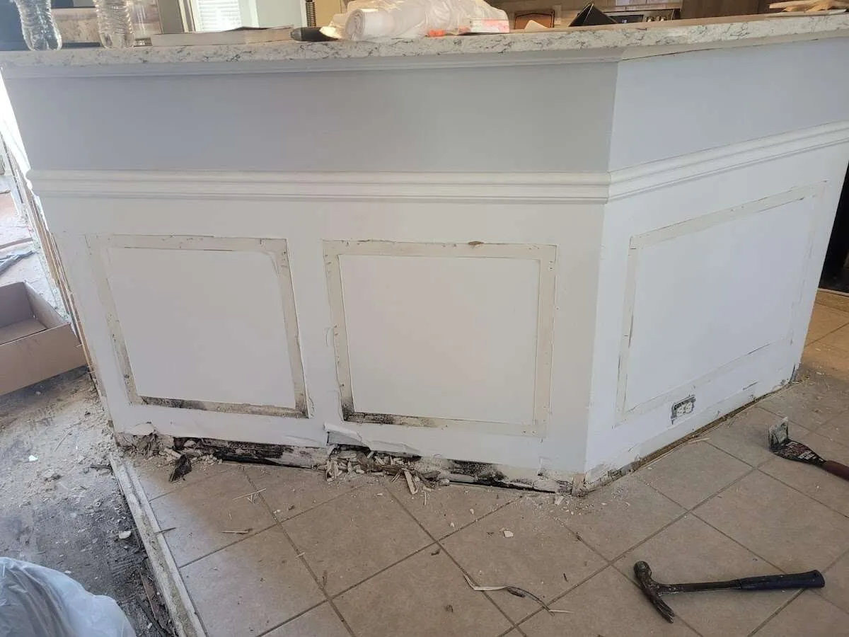 Water damage and mold on kitchen during Storm Damage Restoration in Wethersfield